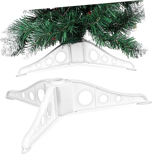 Soporte para árbol de Navidad: patas de árbol de Navidad de plástico blanco, base de árbol de Navidad para árboles artificiales, soporte para árbol