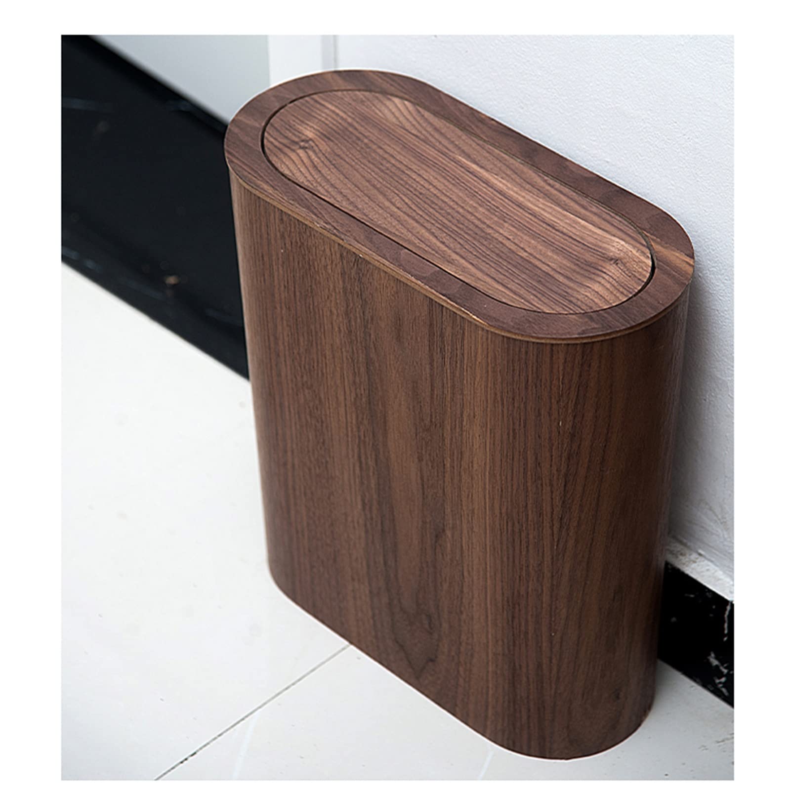 Cestino della spazzatura di legno cestino del riciclaggio della carta con il cestino del coperchio del coperchio di scossa ultra- stretto cestino dei rifiuti creativi per sotto ufficio scrivania