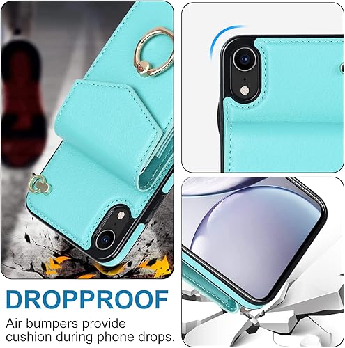 Miniatura 10 de Asuwish Funda de teléfono para iPhone XR 6.1 con protector de pantalla de vidrio templado y anillo de bloqueo RFID, tarjetero para celular iPhoneXR