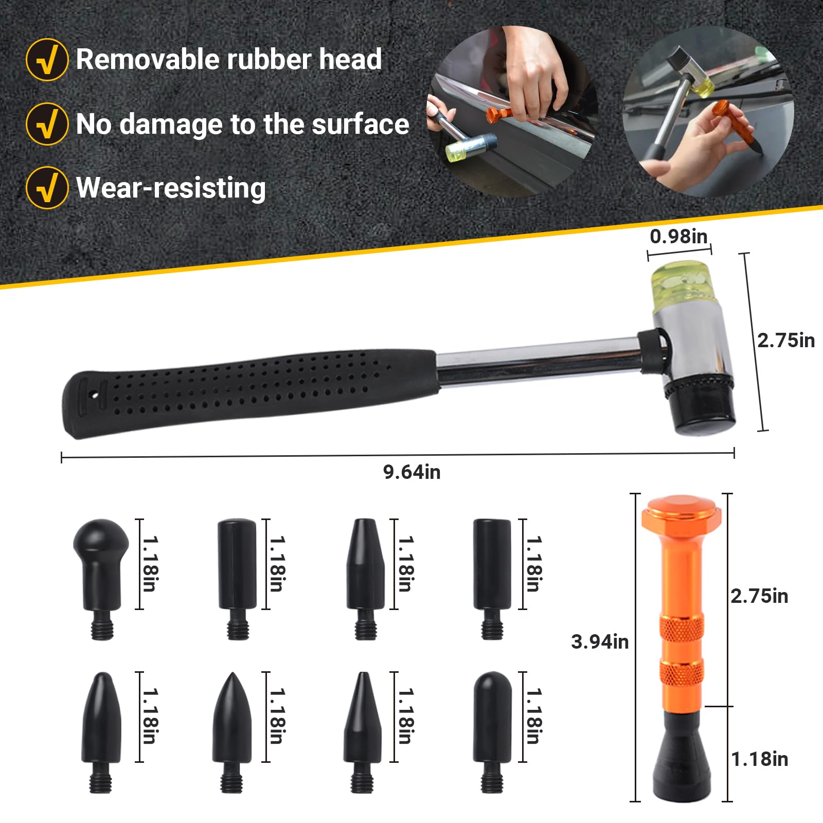 Ausbeulwerkzeug,66PCS Beulen Reparaturset Auto,Dellen Reparaturset Auto mit Gleithammer,Einstellbare Breite Golden Lifter,Ausbeulreparatur-Set Kann 98% der Autodellen Reparieren