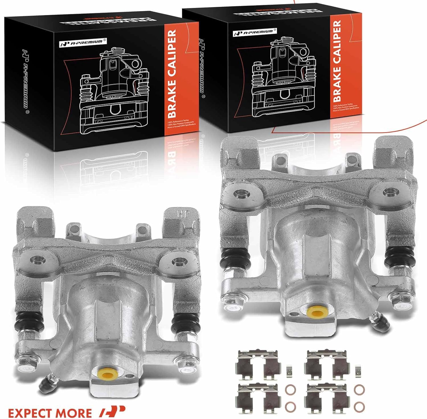 A-Premium Disc Brake Caliper Assembly with Bracket Compatible with Select Lexus and Toyota Models - ES300h/ES350/Avalon 2013-2018, Camry 2012-2017 - Rear Driver and Passenger Side, 2-PC Set