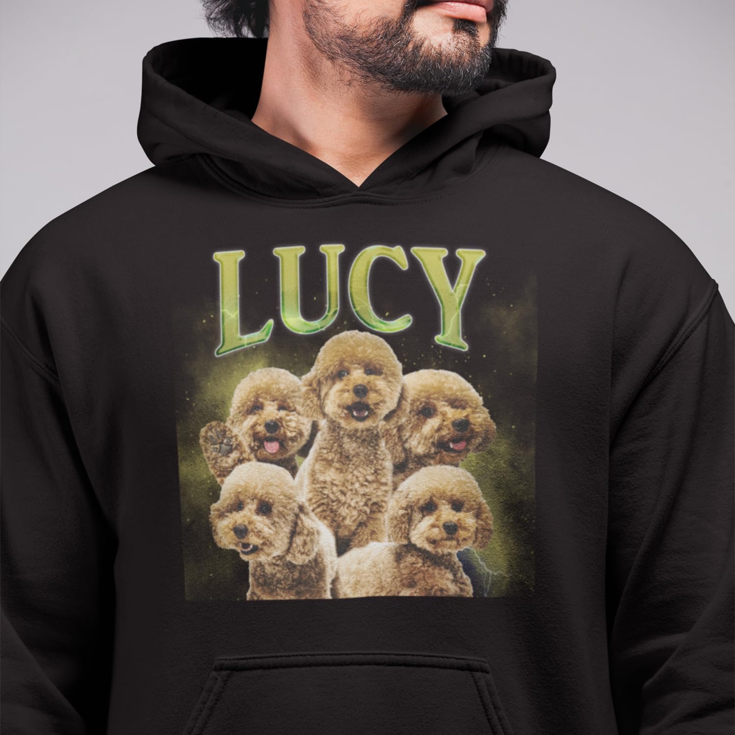 shop4ever Custom Personalized Bootleg Your Pet Dog Cat Name and Photo Animal Owner Ganster Rap Hoodie Sweatshirts