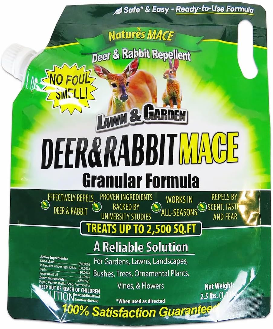 Deer and Rabbit Mace, Deer Repellent for Plants, Repel Deer from Your Garden, Flowers, Yard, Protect Plants Fast, Deer Deterrent, Create a Deer Free Barrier, Pet & Plant Safe, 2.5 lb