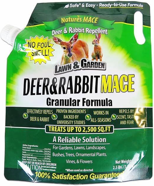 Nature's MACE Granular Deer Repellent 2.5lb, Repel Deer from Your Garden, Yard, Flowers, Protect Plants Fast, Create a Deer Free Barrier, Deer Repellent for Plants, Deer and Rabbit Repellent