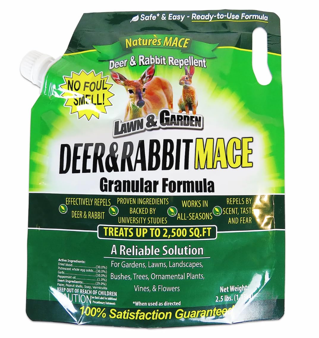 Nature's MACEDeer and Rabbit Mace, Deer Repellent for Plants, Repel Deer from Your Garden, Flowers, Yard, Protect Plants Fast, Deer Deterrent, Create a Deer Free Barrier, Pet & Plant Safe, 2.5 lb