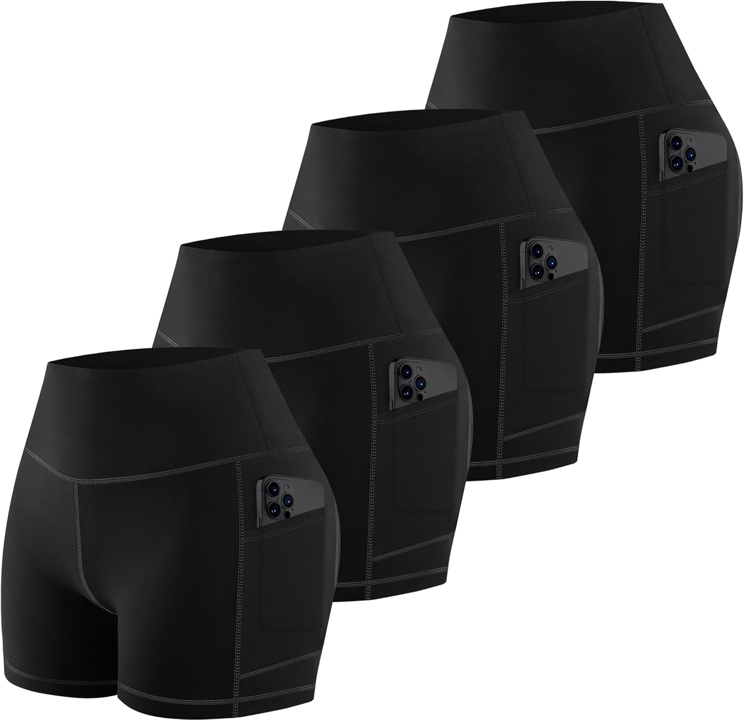 MIRITY High Waist Workout Biker Shorts with Pockets for Women - Buttery Soft Workout Yoga Shorts Pack of 1