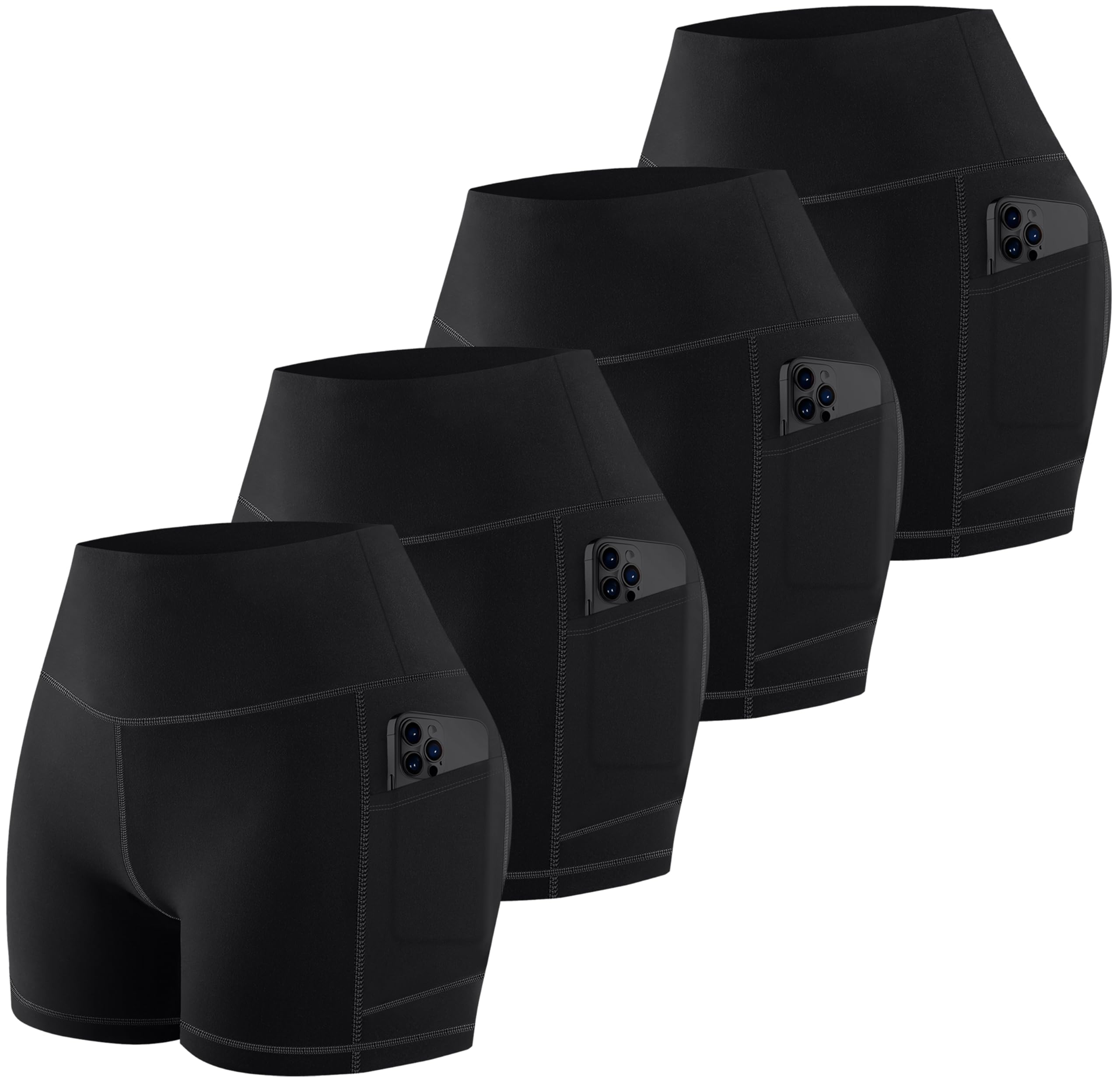 MIRITY High Waist Workout Biker Shorts with Pockets for Women - Buttery Soft Workout Yoga Shorts Pack of 1