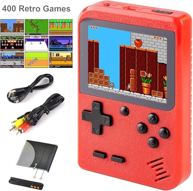 Handheld Video Game Console with 400 Retro Classical FC Game for Boy Girl, 2.8 Inch, Rechargeable Battery, Birthday Present for Kids