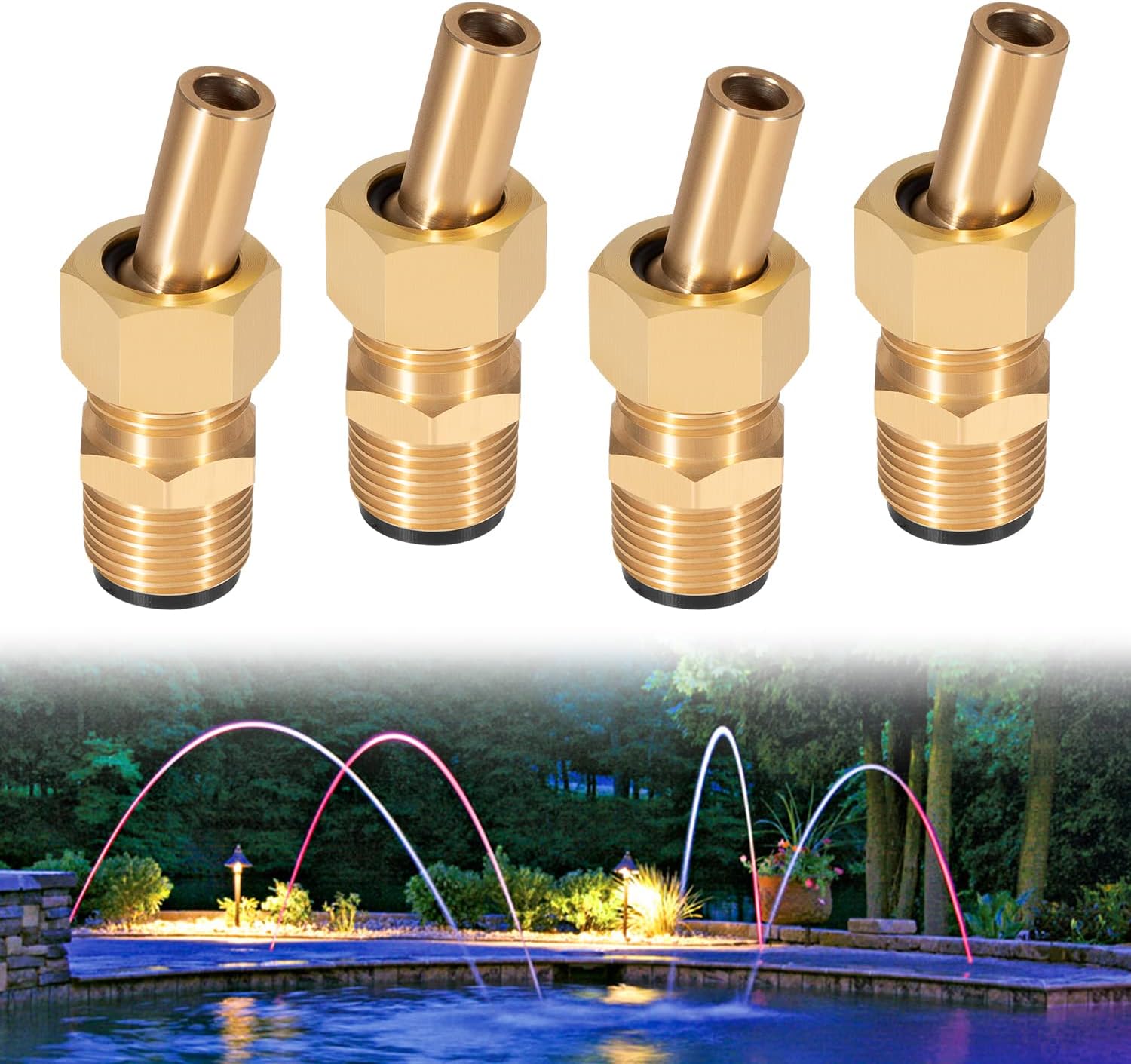 Swimming Pool Spa Brass Deck Jet Nozzle 590041 R0560400 Replacement for Zodiac Deck Jet Water Design-1/2 NPT (4-Pack)