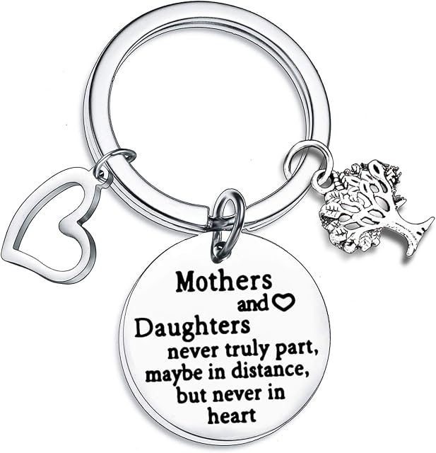 Mum Daughter Gifts Keychain Long Distance Gifts for Mum from Daughter Mothers Day Christmas Wedding Gifts Daughter Mothers and Daughters Never Truly Part (Mothers and Daughters)