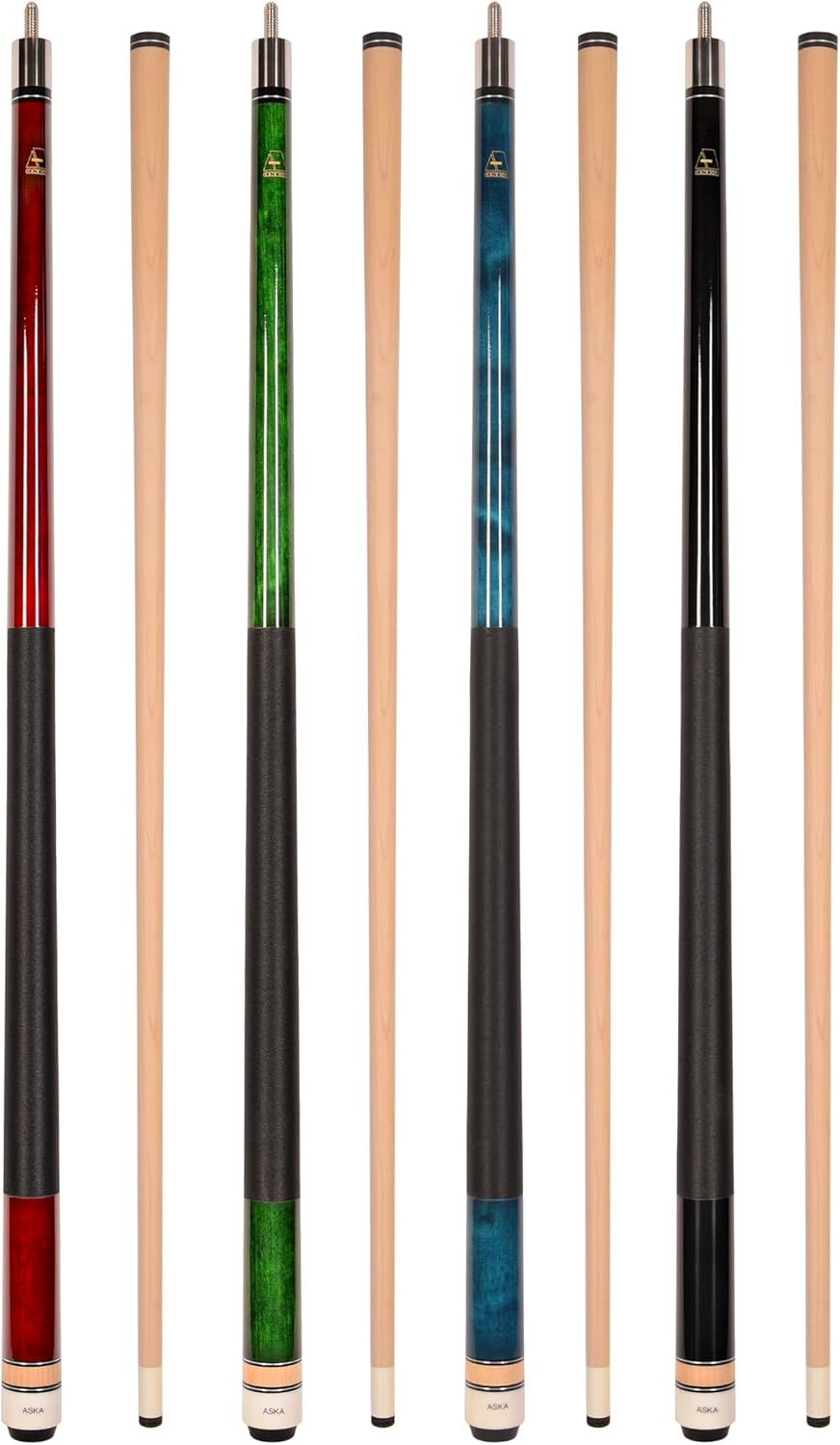 Aska Set of L2 Billiard Pool Cue Sticks, 58 inch Hard Rock Canadian