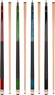 Set of Aska L2 Billiard Pool Cue Sticks, 58" Hard Rock Canadian Maple, 5/16x18 Joint, 13mm Hard Tip, Mixed Weights