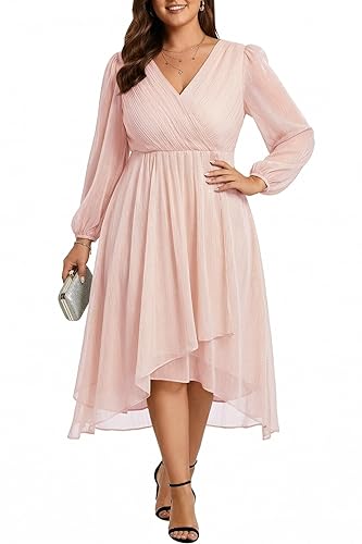 Plus Size Cocktail Dress - Formal Wedding Guest Fall Long