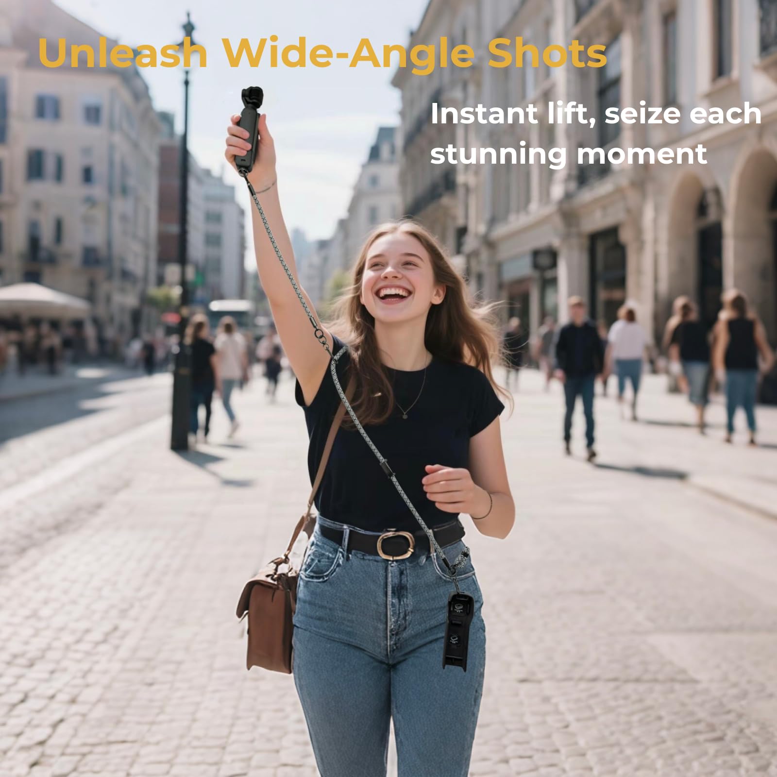 Sangle tour de cou et bandoulière réglable 2 en 1 pour DJI Osmo Pocket 3, Insta360 X5/X4, GoPro Hero, perche à selfie et accessoires d'appareil photo