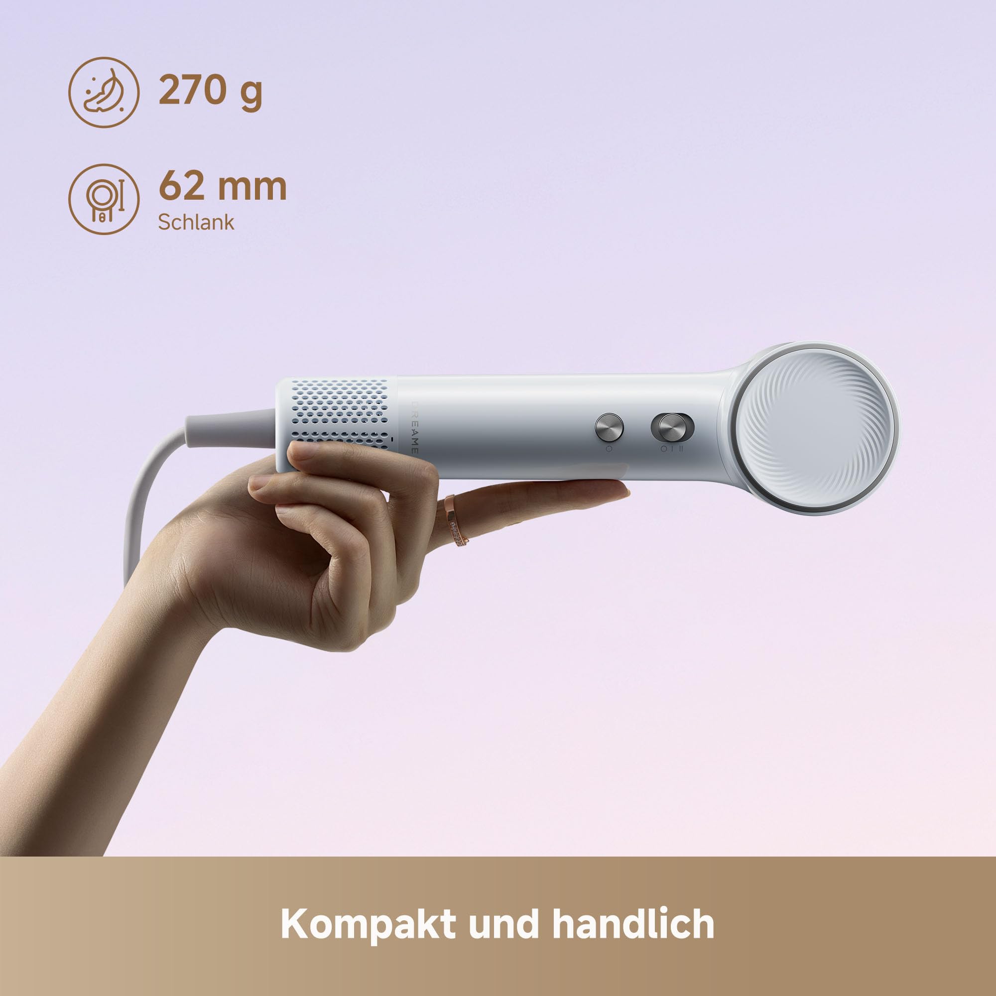 DREAME Mini Flow, Highspeed-Haartrockner, 270 g, Glättdüse Reiseföhn