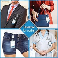 Vista 7 de Paquete de 2 portatarjetas con carrete retráctil, monograma con nombre y letra I, protector vertical resistente para tarjetas de identificación