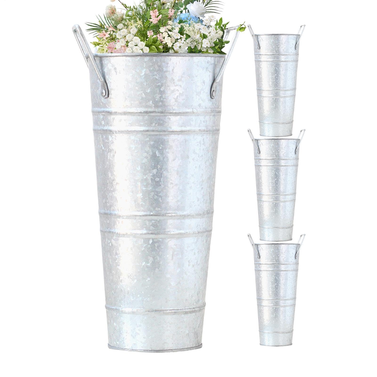 Metallvase, verzinkt, hoch, rustikal, dekorativ, Hochzeitstisch, Tischdekoration – für Küchentisch, Zuhause, Eingangsbereich, Schlafzimmer, Wohnzimmer, Party