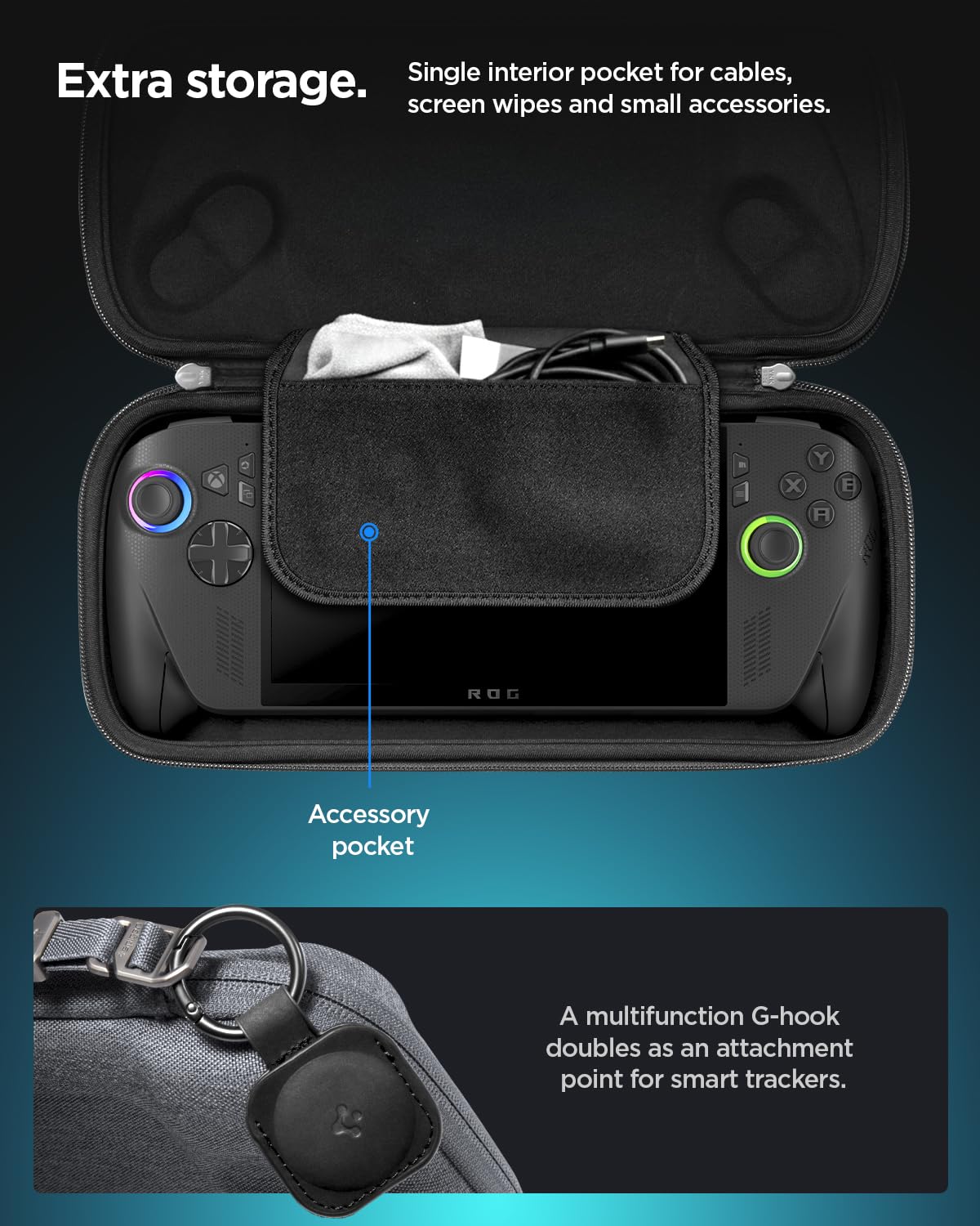 Spigen Klasden Pochette Compatible avec ASUS ROG Xbox Ally / ROG Xbox Ally X (2025) Étui avec Deux Options de Transport et dragonne - Gris Anthracite