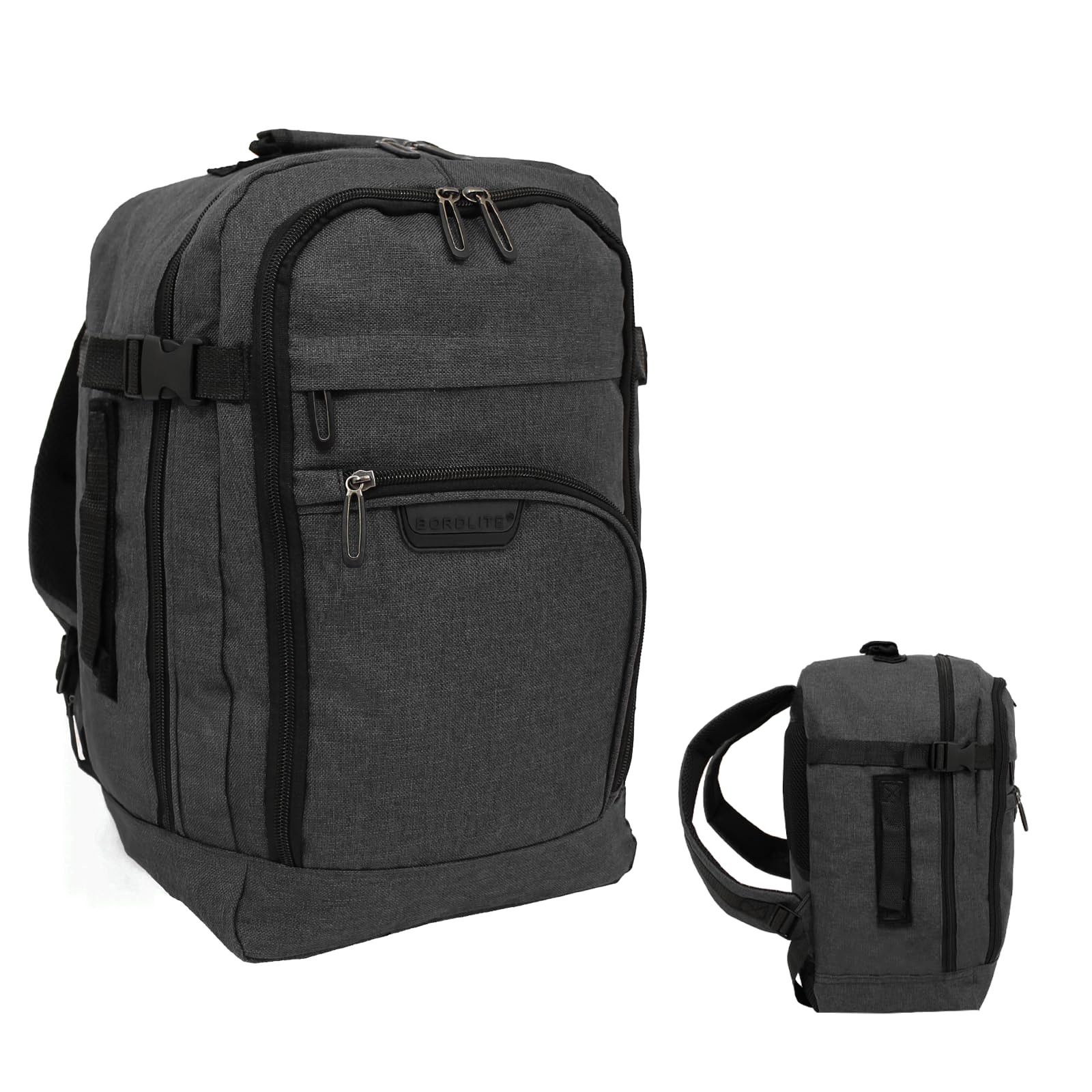 Bordlite Travel Underseat Cabin Approved Backpack, Lightweight Travel Rucksack, Premium Carry on Bag, 40x20x25cm - Black