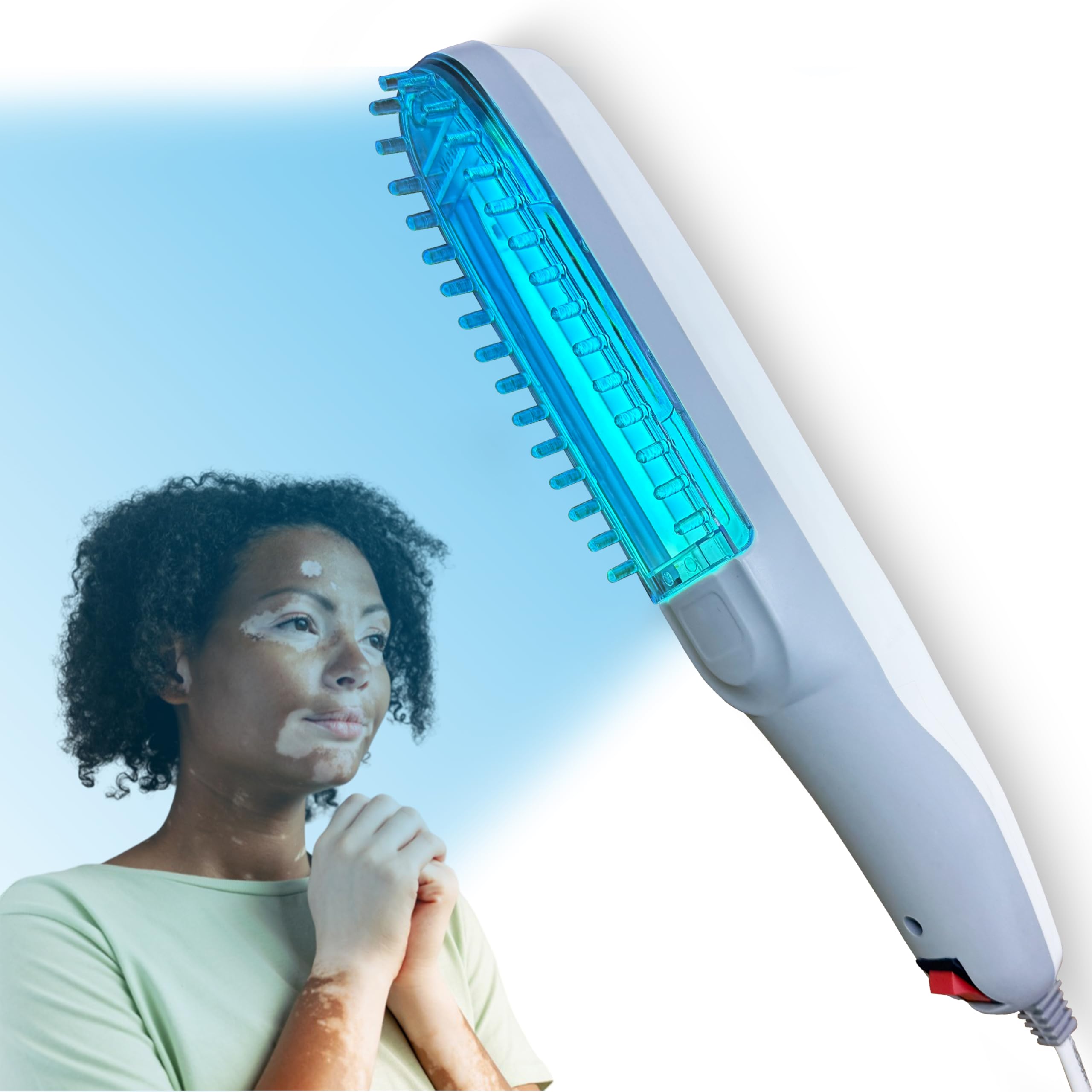 Dr. Neuro NarrowBand UVB Phototherapy Device with 311nm NBUVB Lamp | 2-Year Warranty | Home Treatment for Vitiligo, Psoriasis, Eczema & Dandruff | Safety UV Goggles And User Manual Included | Blue UV Light (White & Grey)-image-45