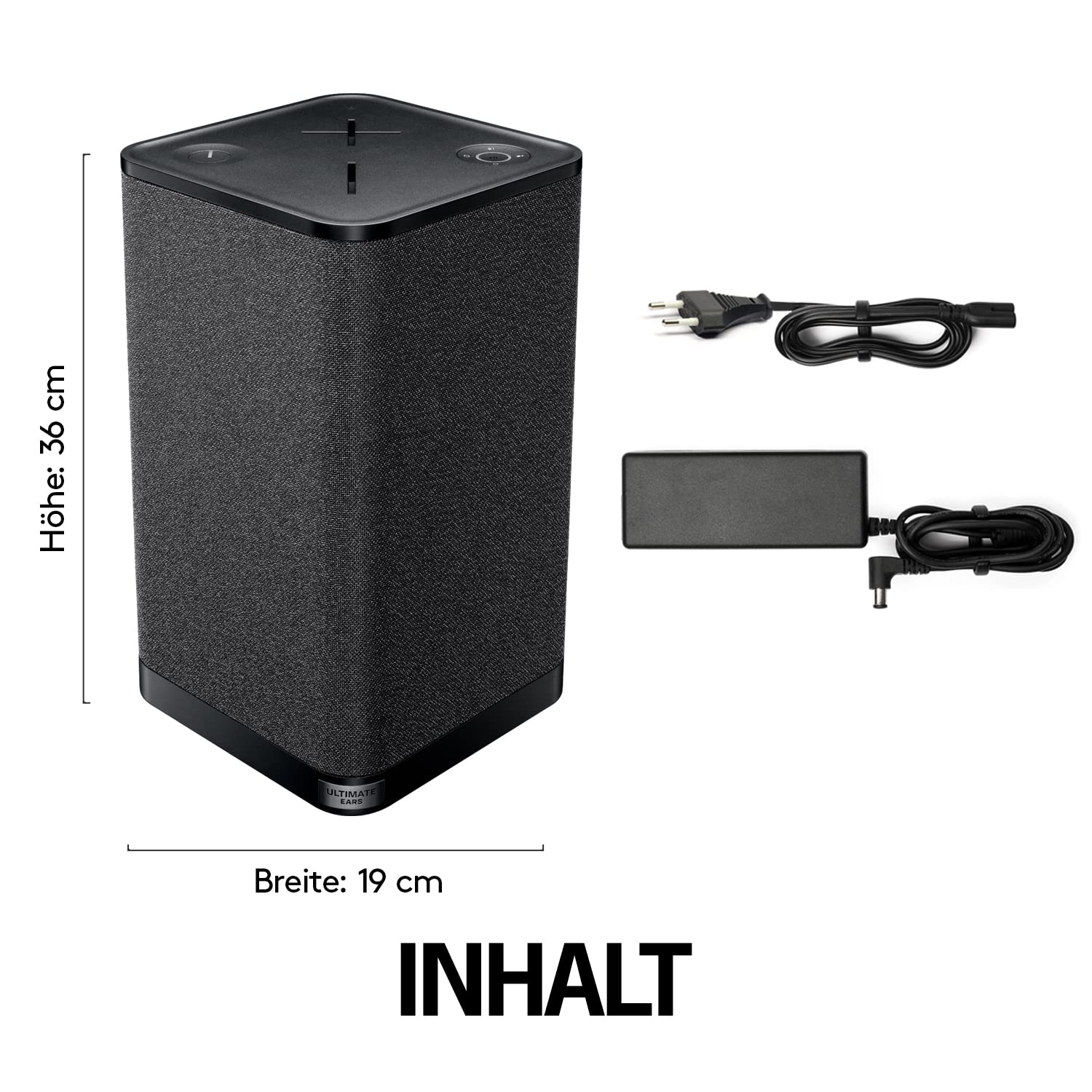 Ultimate Ears HYPERBOOM Tragbarer Bluetooth-Lautsprecher | Lauter kabelloser Lautsprecher mit starkem Bass, Wasserabweisend IPX4, 45 m Reichweite, 24 Stunden Akkulaufzeit - Schwarz