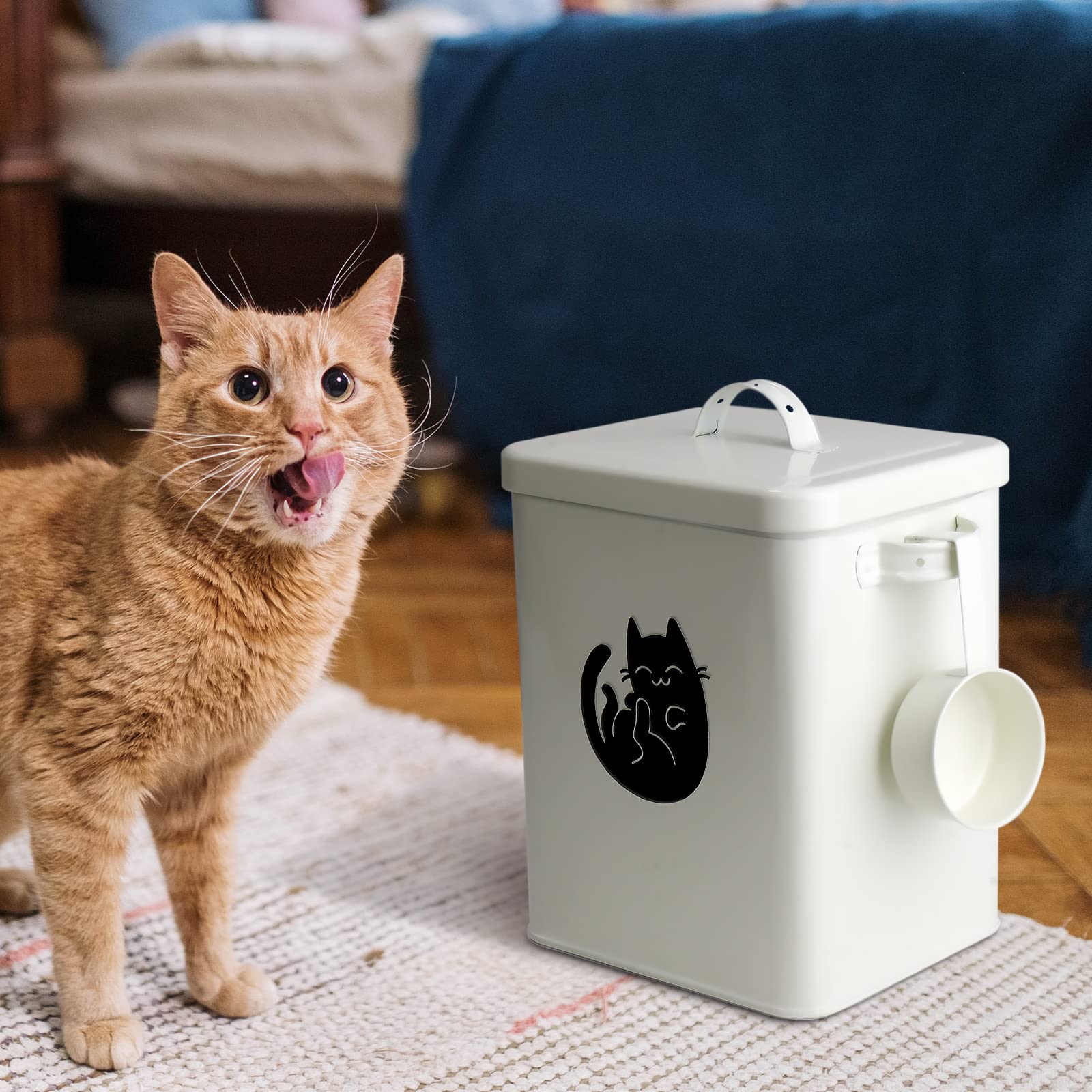 Houder voor het bewaren van voer voor honden en katten, voedselcontainers voor boerderijdieren met deksel en droogvoerschep, kattenvoercontainer (roze