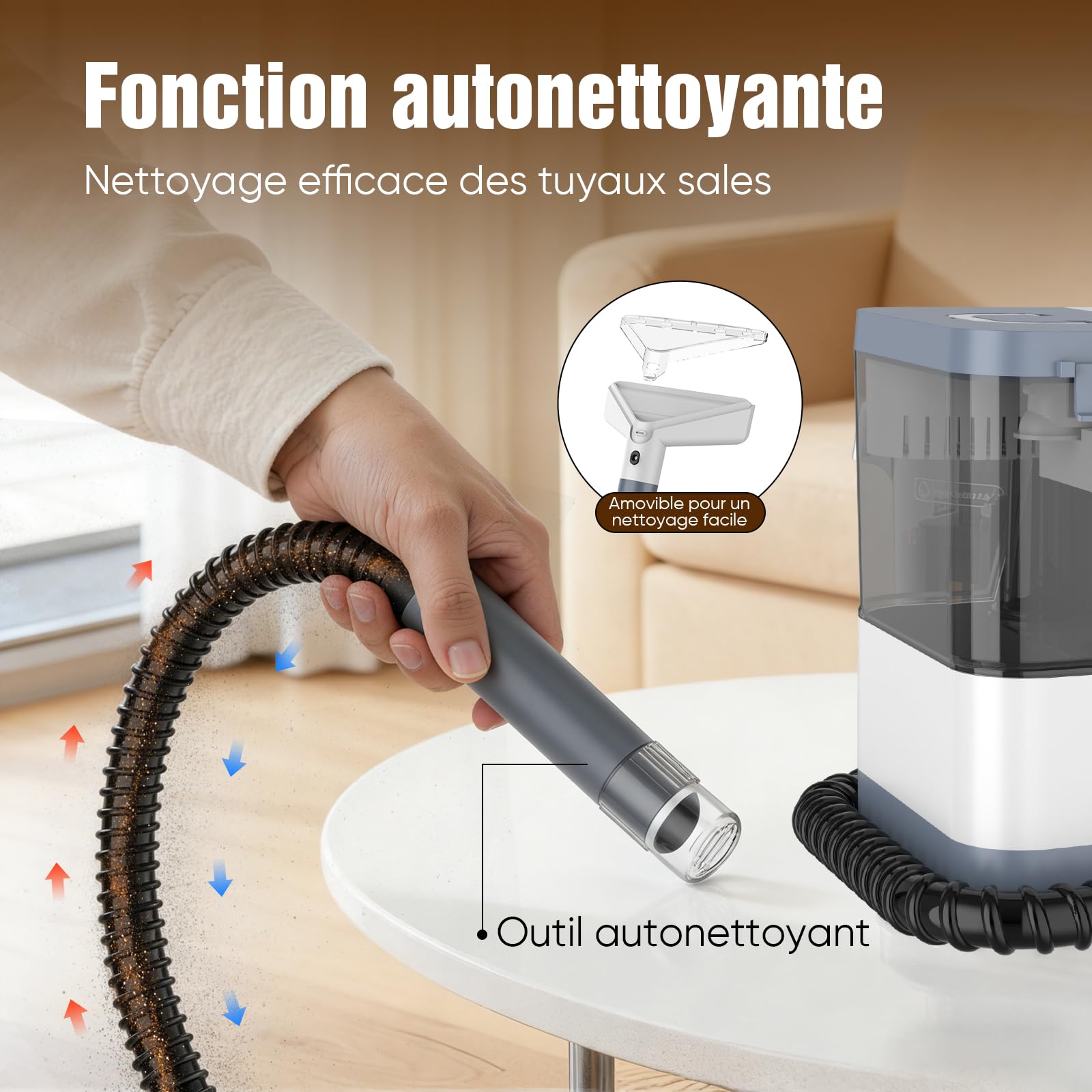 Shampouineuse Nettoyeur Canapé Tissu Injecteur Extracteur Nettoyage intensif 2500W Voiture Tapis Moquettes Aspirateur Détacheur Pour Matelas Laveur Compact et Portable