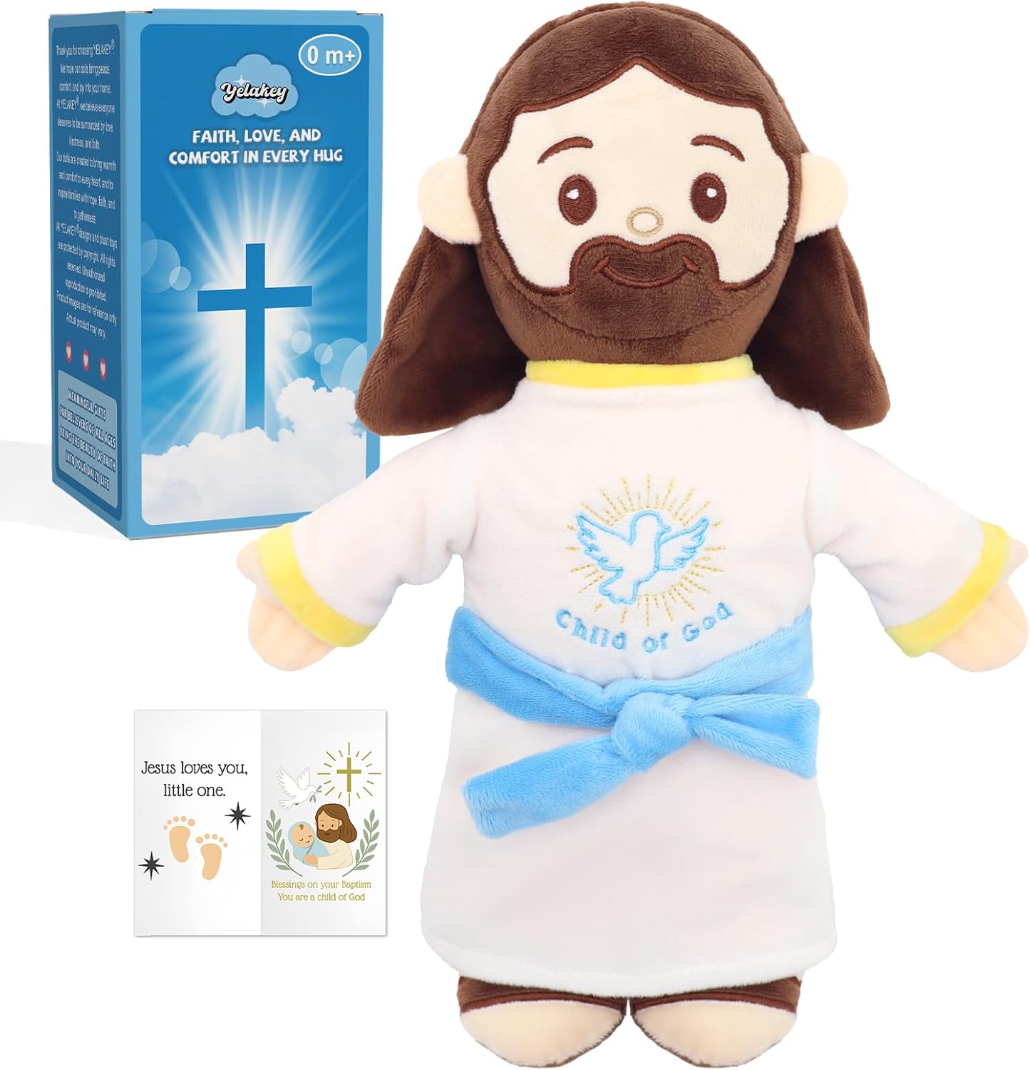 Yelakey Jesus Plush Doll for Baby Kids Baptism Gifts Stuffed Jesus 11.8" Christian Religious Plushie for Christmas Easter