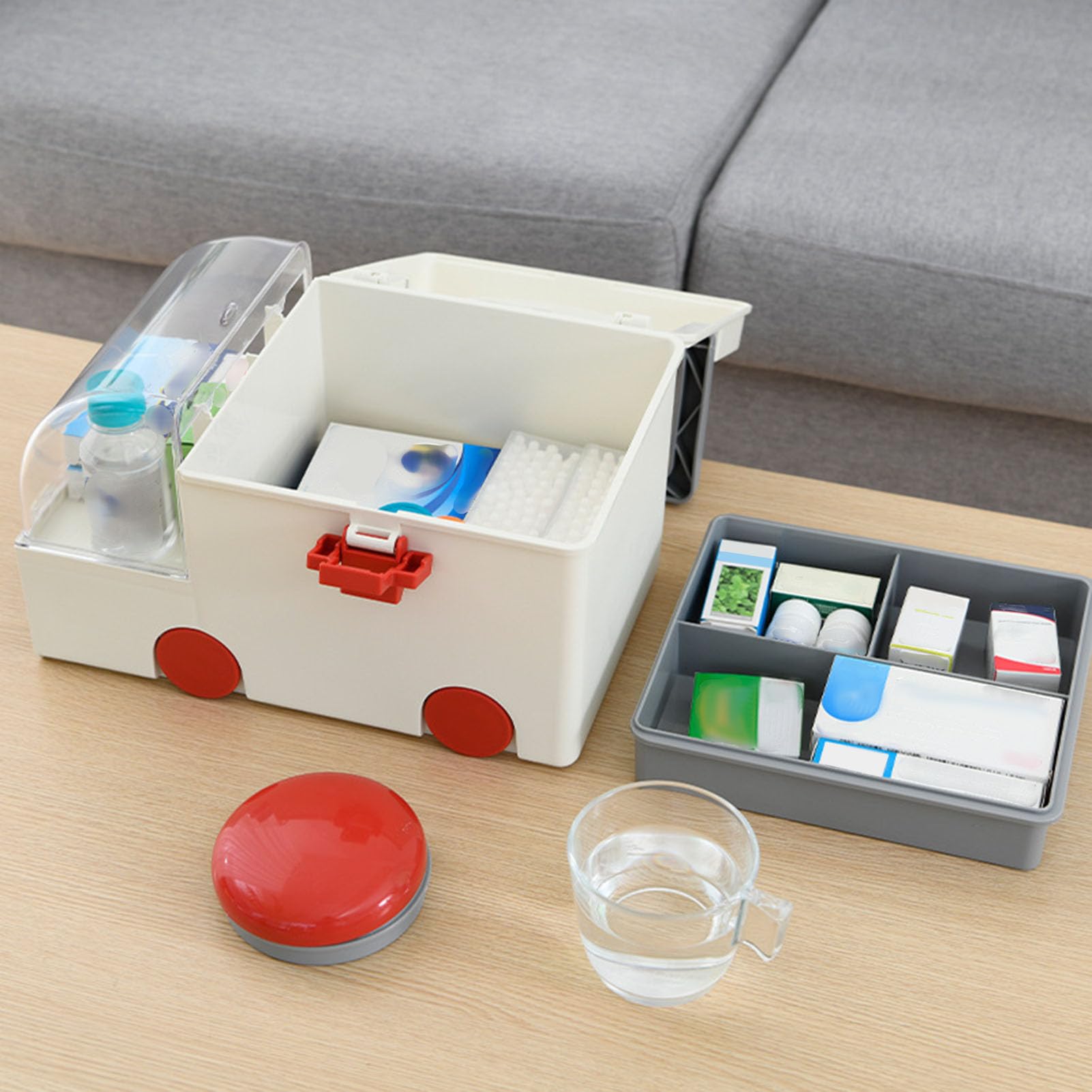 Scatola Medica Grande Capacità Portatile per Casa Kit Pronto Soccorso Ambulanza Stile Contenitore Organizzatore Farmaci Scatola Medica