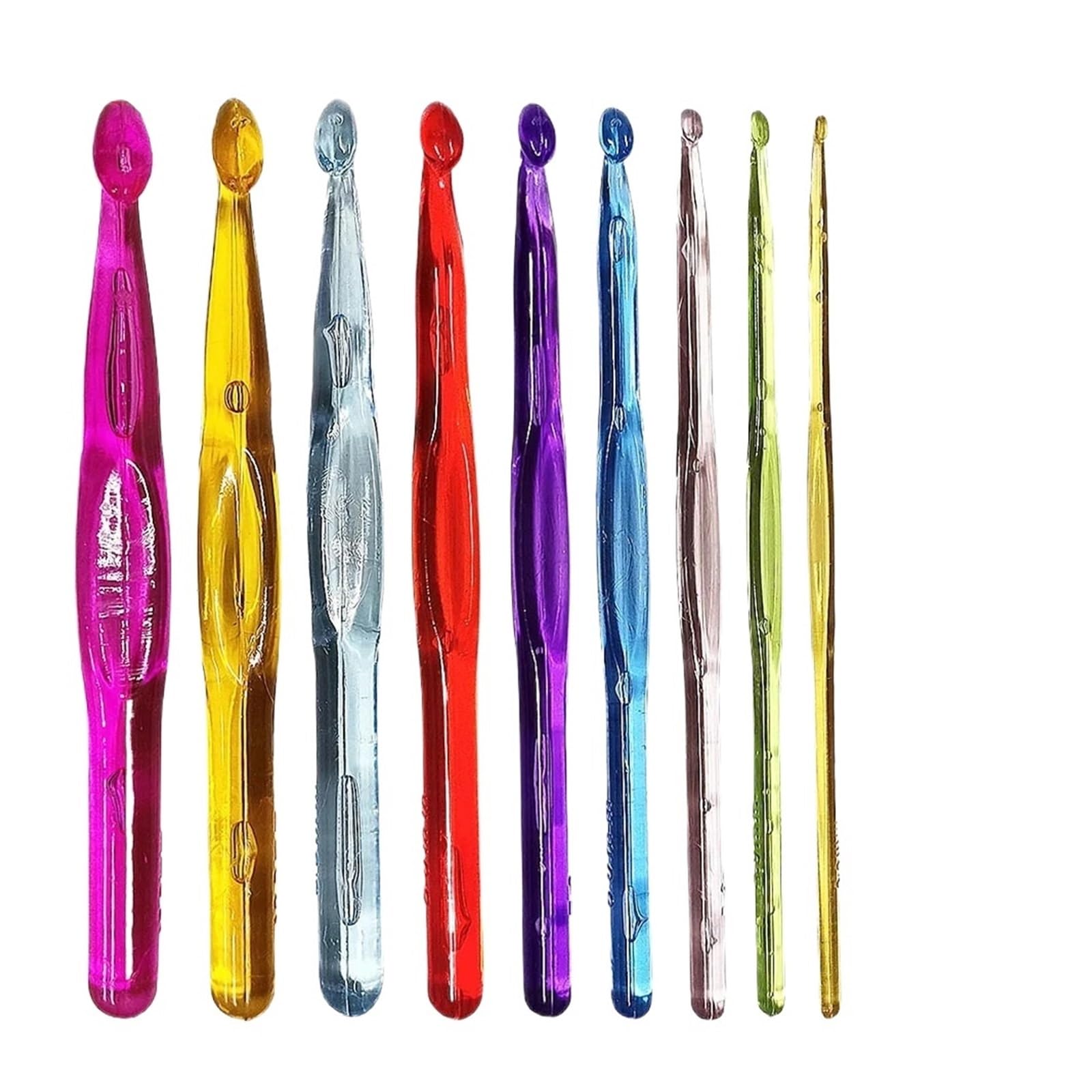 L6NqIAG Crochet Kit 9Pcs Crochet Hook Set Colourful Hooks 3-12 mm Head for Beginners Ergonomic Plastic Knitting Needles(Color 1)