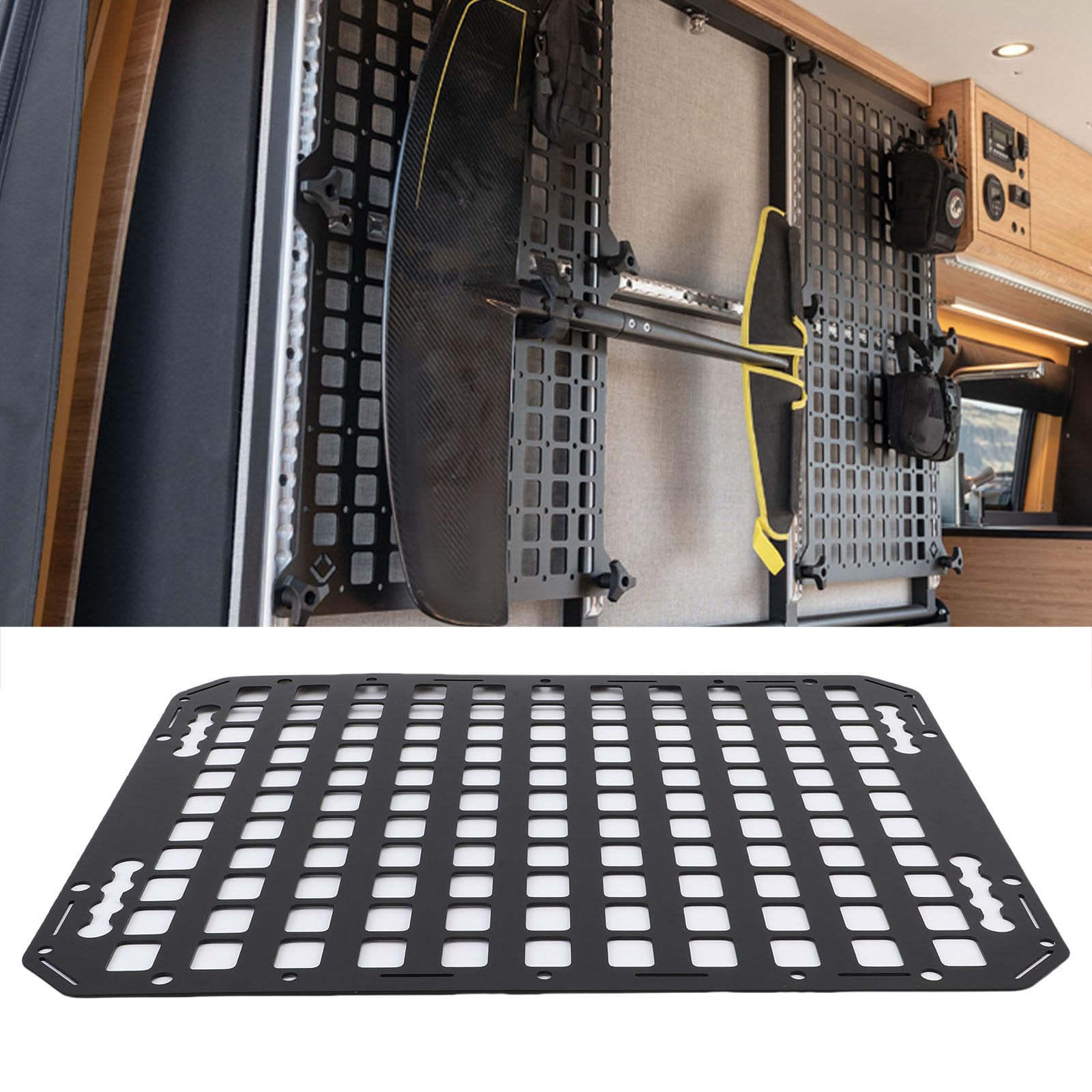 Panel Molle de Camión Panel de Carga Organizador de Estanterías de Aluminio de Servicio Pesado con Múltiples Agujeros para Las Pistas L Se Adapta a SUVS Pickup Camionetas