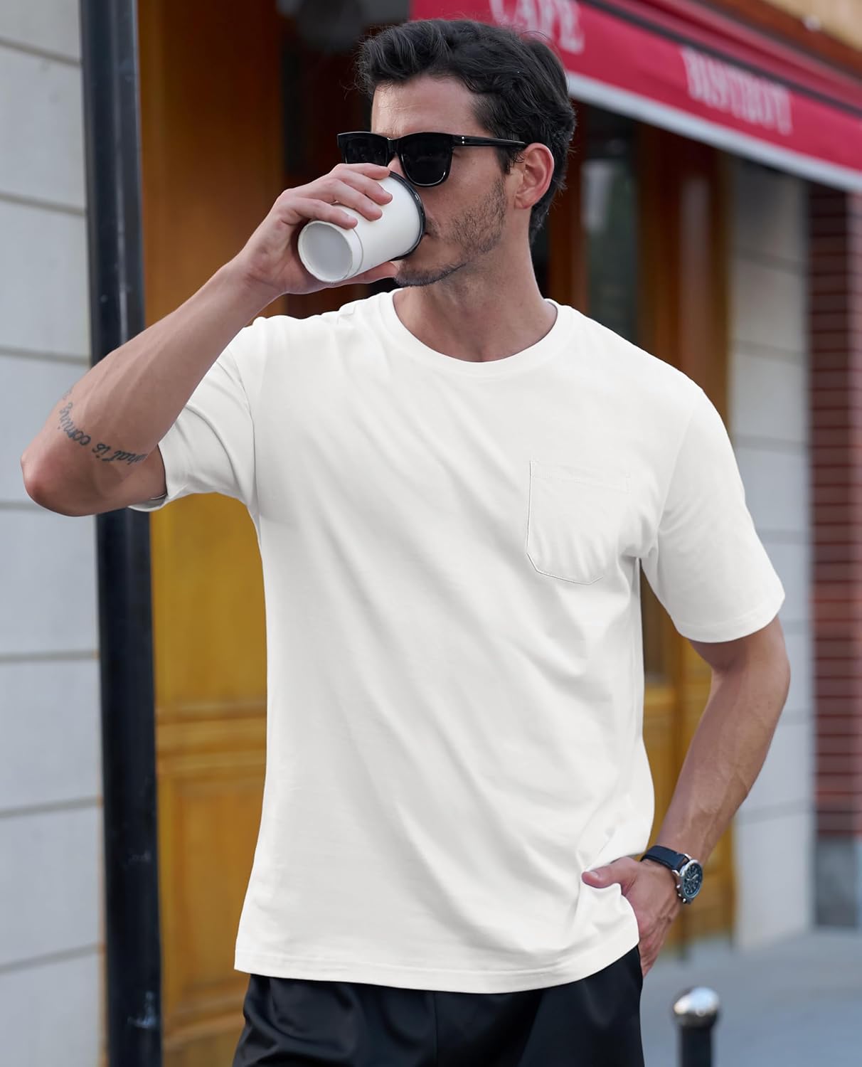 EKLENTSON Men's Lightweight Pocket T-Shirt Breathable Tee Shirt Moisture Wicking Basic Tshirt Summer - Image 3