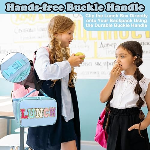 Miniatura 109 de FlowFly - Lonchera para niños, lonchera escolar aislante duradera con correa para el hombro y soporte para botellas, bolsa térmica pequeña