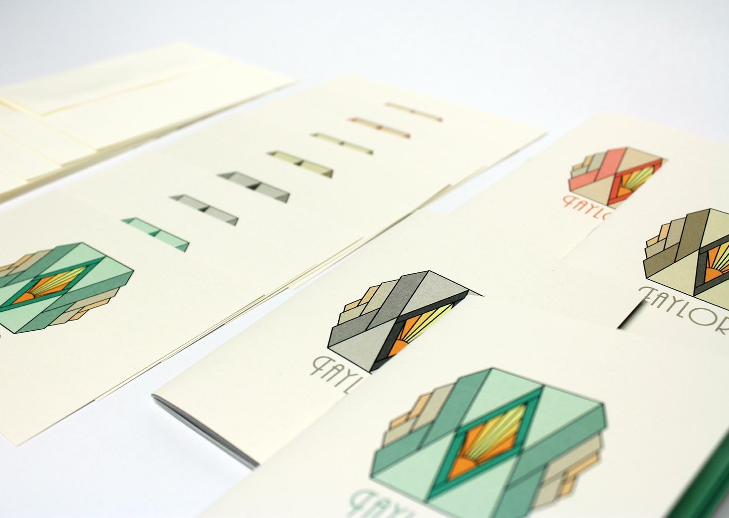 Personalized Stationery Set - Art Deco Cards and Sketchbooks Customized with your name - 4 Notebooks and 8 Notes with Envelopes - Gift idea for artists, architects