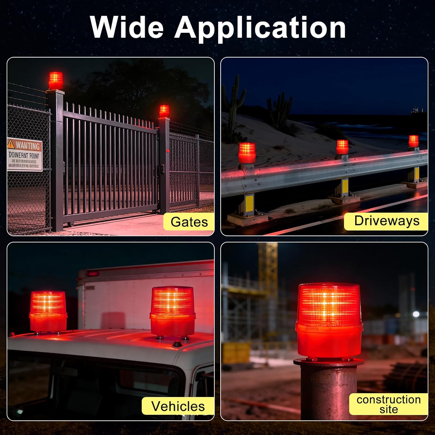 Aolyty Solar Warning Lights, Strong Magnetic Base, Rotating Light Mode Solar Safety Light Waterproof Beacon Lights for Construction Site, Guardrail, Stop Sign (Red)