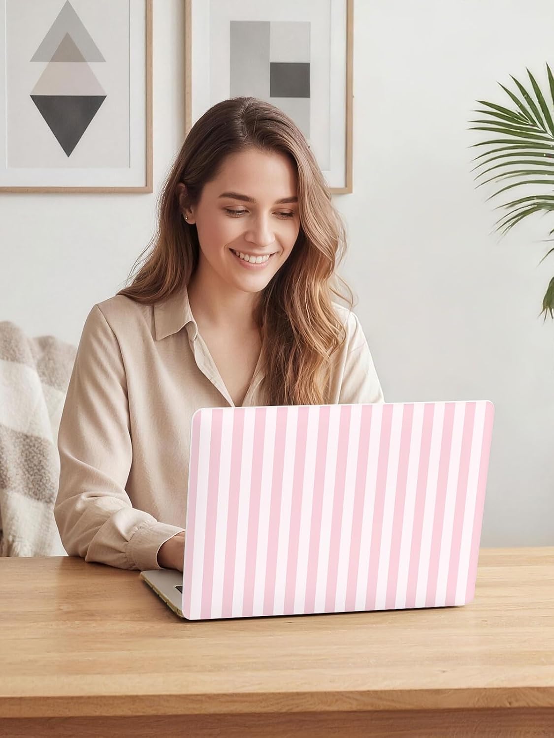 Voidborne Compatible with MacBook Air 13 inch M1 Case 2021-2018 (M1 A2337 A2179 A1932),Aesthetic Stripes Plastic Hard Shell Protective Case for MacBook Air 13.3 inch + Keyboard Cover,Pink Stripes
