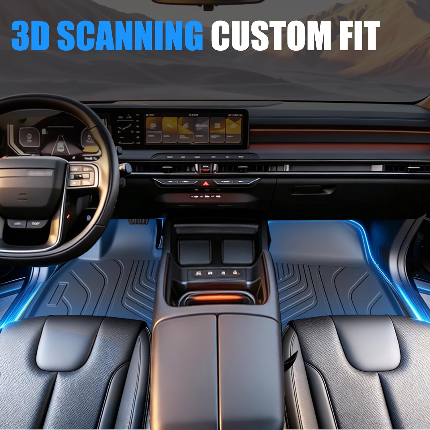 Floor Mats & Cargo Liner for 2027 Kia Telluride Gas Models (Not for Hybrid), Custom Fit TPE Floor Liners with Seat Back Protector, 7 & 8 Passenger All Weather Trunk Mat, Kia Telluride Accessories
