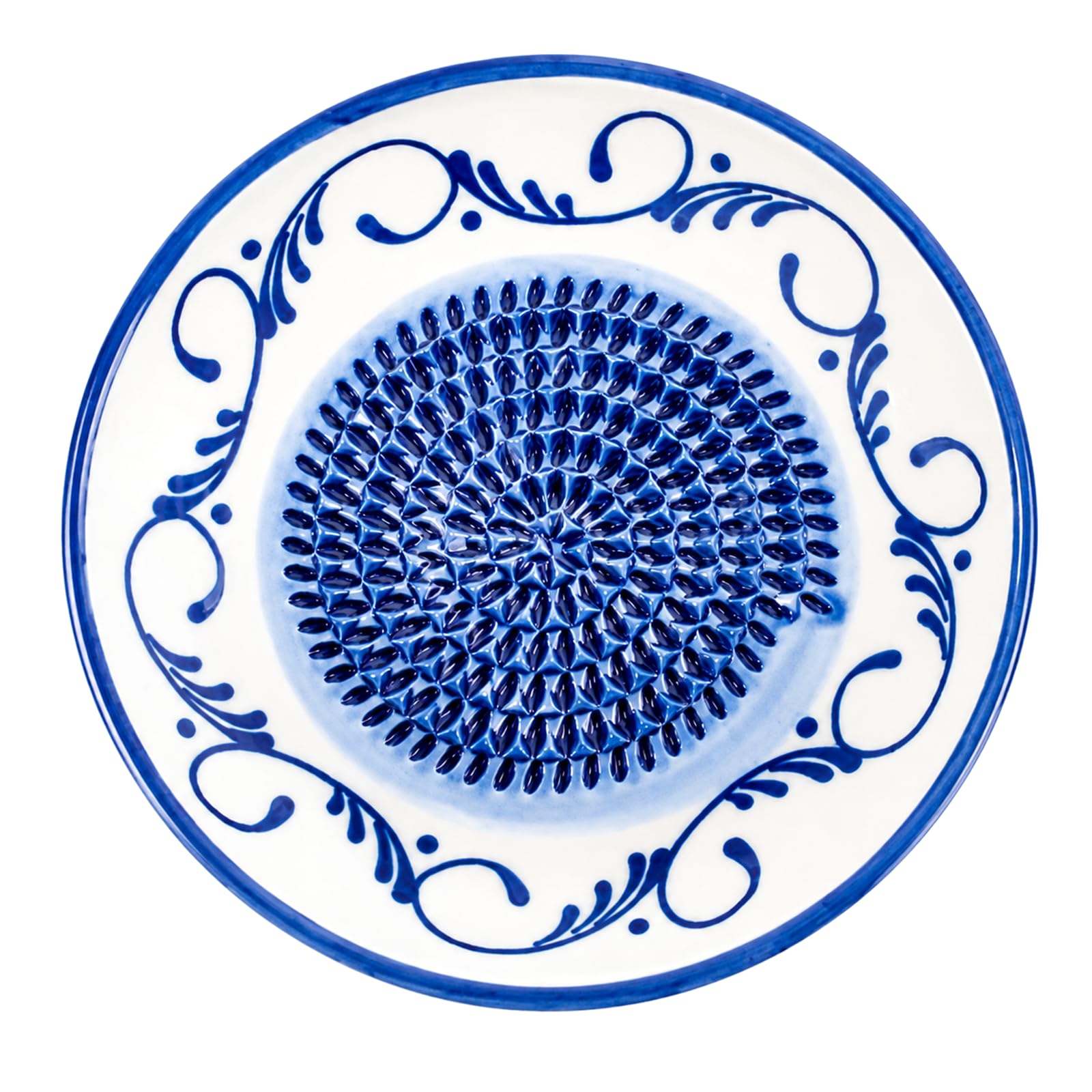 Ceramic Garlic Grater Plate, Mediterranean Style Grating Plate with Tapered Gear Grinding, Kitchen Accessories for Cooking, Classic Grater Plate for Garlic, Ginger, Fruits and Vegetables