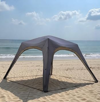 Inflatable Dome Tent 3x3m, 5-8 Person Camping Tent with A Piece of Sun Shade Curtain, Waterproof UV Protection Air Gazebo, Easy Setup Inflatable Shelter for Garden, Beach