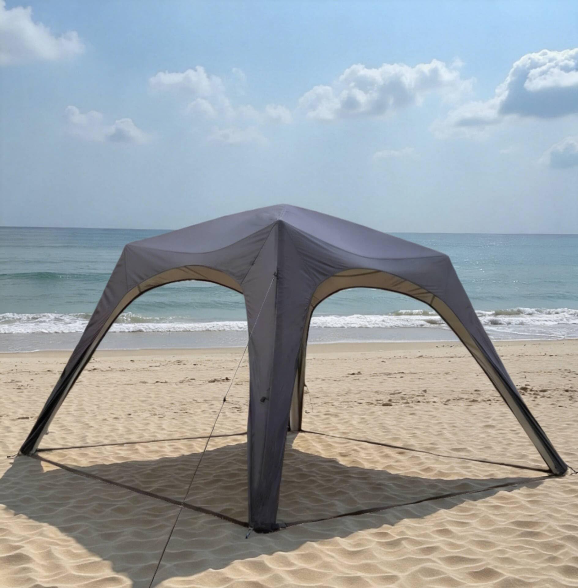 Aufblasbares Kuppelzelt 3x3m, Campingzelt fr 58 Personen mit  Sonnenschutzvorhang, wasserdichtes UV-Schutz-Gazebo, einfach aufzubauendes  aufblasbares Unterstand (Schwarz, 3x3x2.1 m) : Amazon.de: Sport & Freizeit