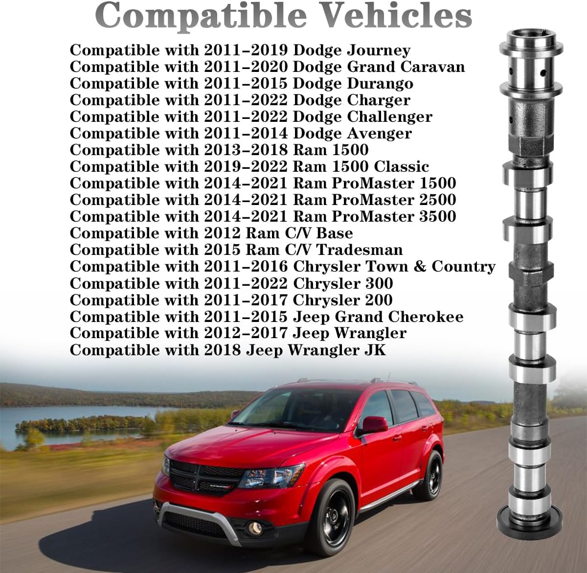 Right Side Intake Camshaft Compatible with Jeep Grand Cherokee Wrangler Dodge Grand Caravan Chrysler 3.6L V6 Intake Camshaft Replacement for 5184380AG 5184380AD 5184380AE 5184380AF 05184380AH