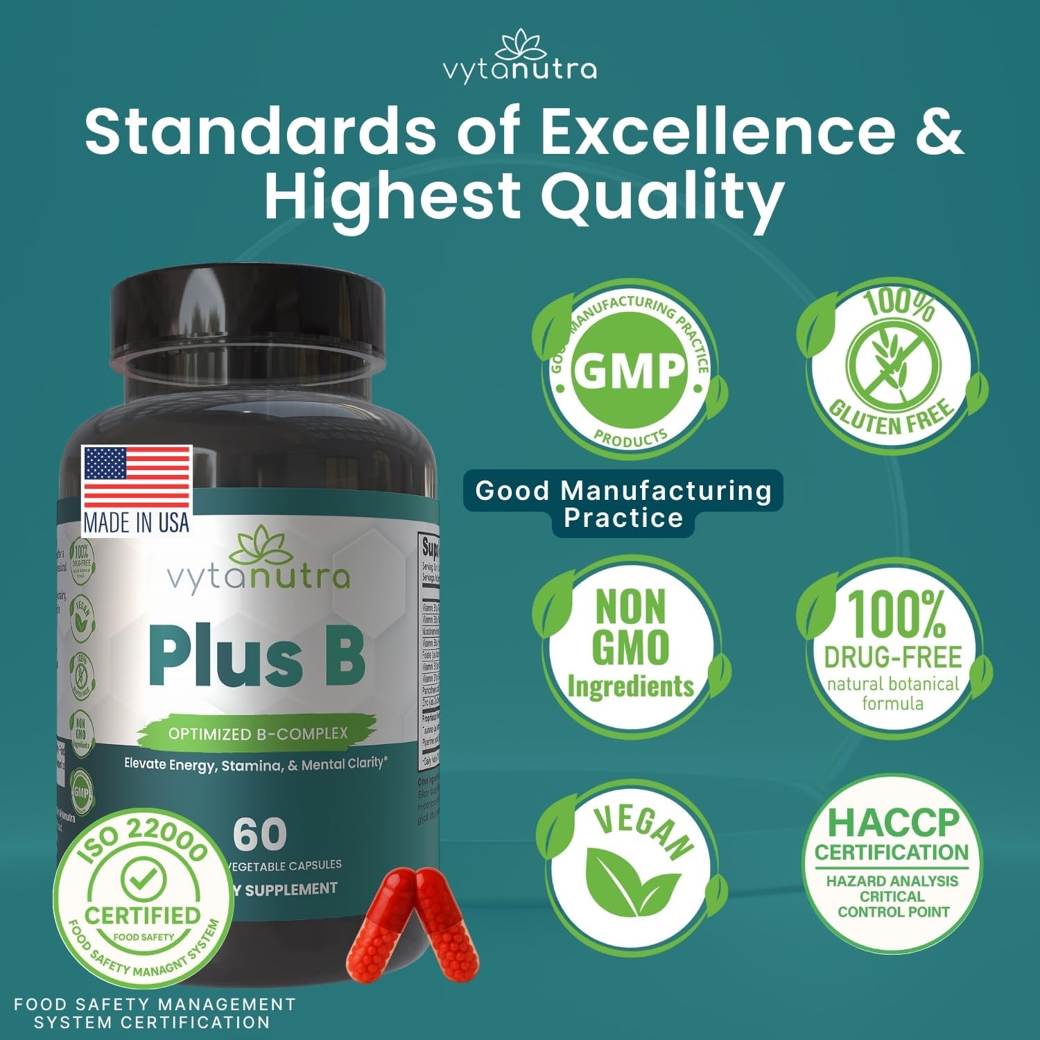 Plus B 11-in-1 Beadlet Capsule – Complete B-Complex with B1, B2, B3, B5, B6, B7, B9, B12 – Timed Release for Energy, Vitality, Brain, Heart, Immune, Mood, & Overall Wellness
