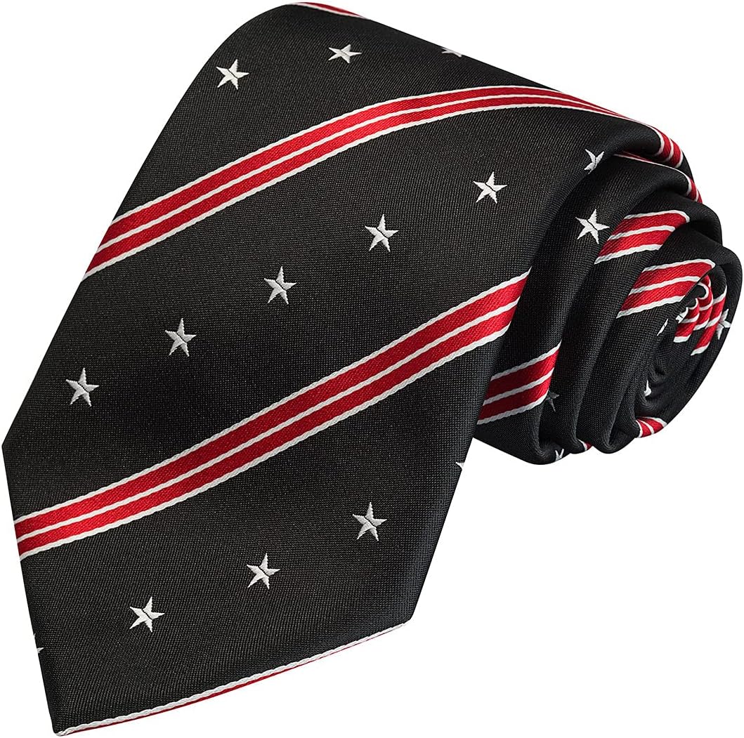 KissTies Mens Silk Tie Set Patriotic Ties The USA Necktie + Pocket Square