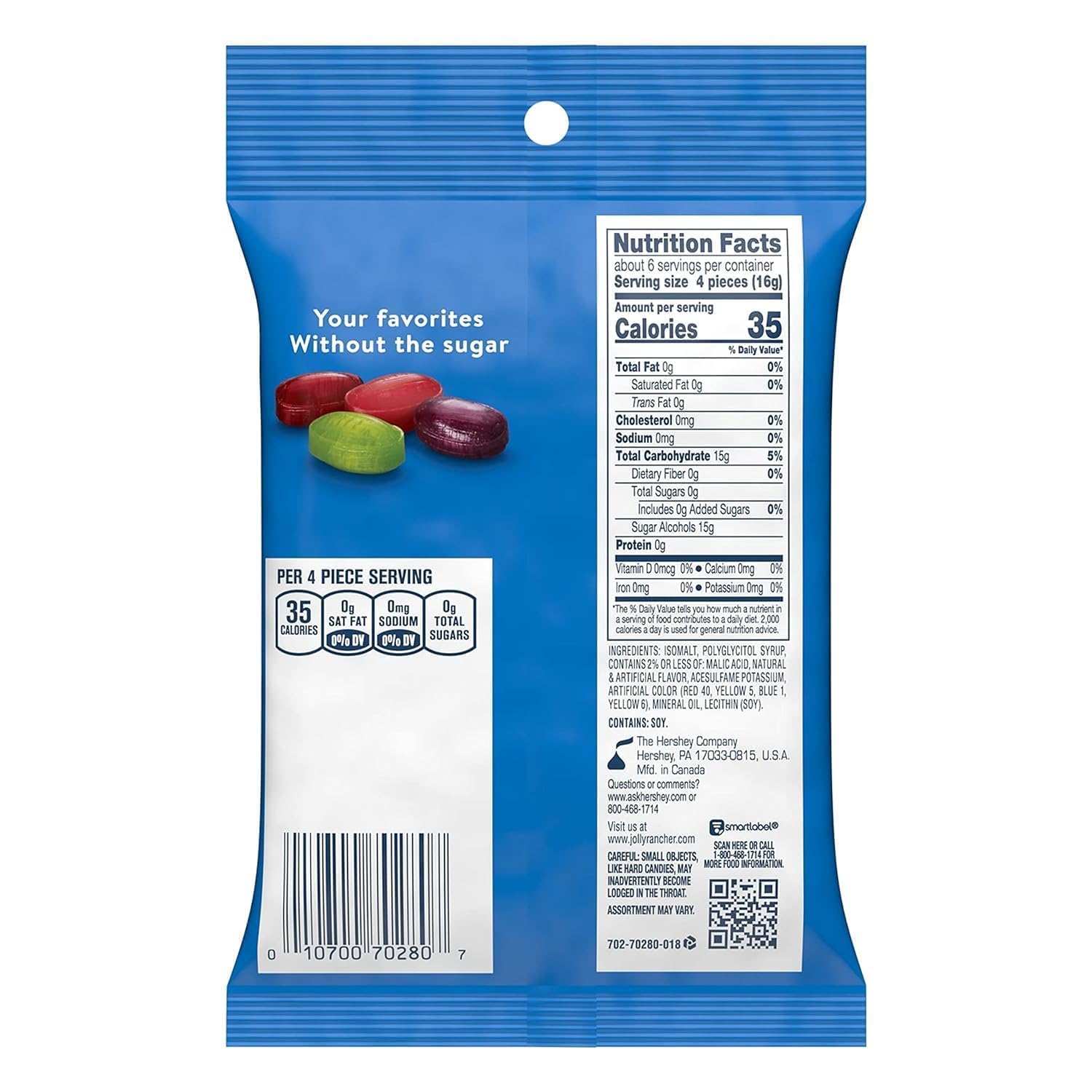 Jolly Rancher Zero Sugar - Pack of 2 - Sugar Free and Aspartame Free Candy - Delicious Fruit Flavors that Everyone will Enjoy