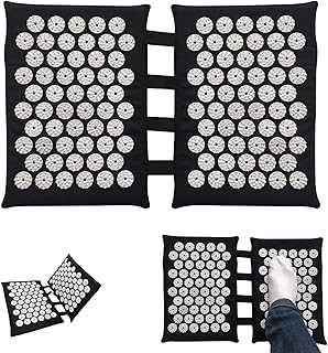 Akupressur Fußmatte, 2 x 33 cm Akkupressmatte fuß mit 110 ABS Spitzen, Waschbare Vielseitige Stimulation Akupunktur Matte mit Muskelentspannung und Stressabbau, für Hause, ins Büro(Schwarz)