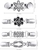 Vista 3 de Jetec -4 clips de chal de suéter vintage, estilo retro, para mujer, niña, clips de cárdigan camisa, broches de 4 estilos