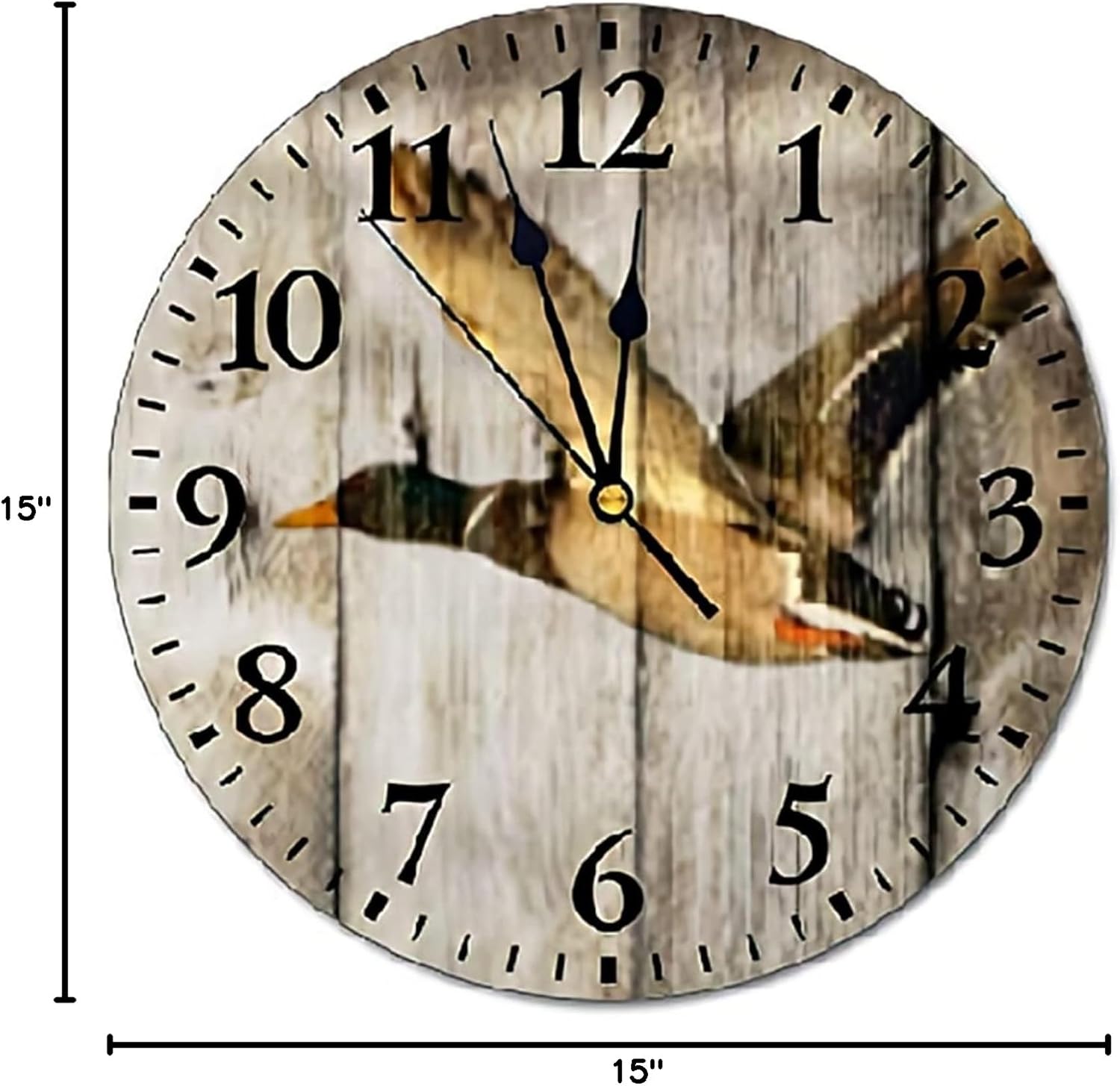 ArogGeld Vintage Barn Wood Western Wall Clock, 15 Inch, Silent Round Wood Wall Clock, Hanging Clocks for Bedroom