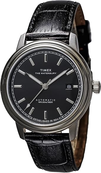 TIMEX TW2Y23000 Men's Watch, Timex, Waterbury, Automatic Winding, Water Resistant to 5 ATM, Mineral Glass, Black Dial, Stainless Steel, Black