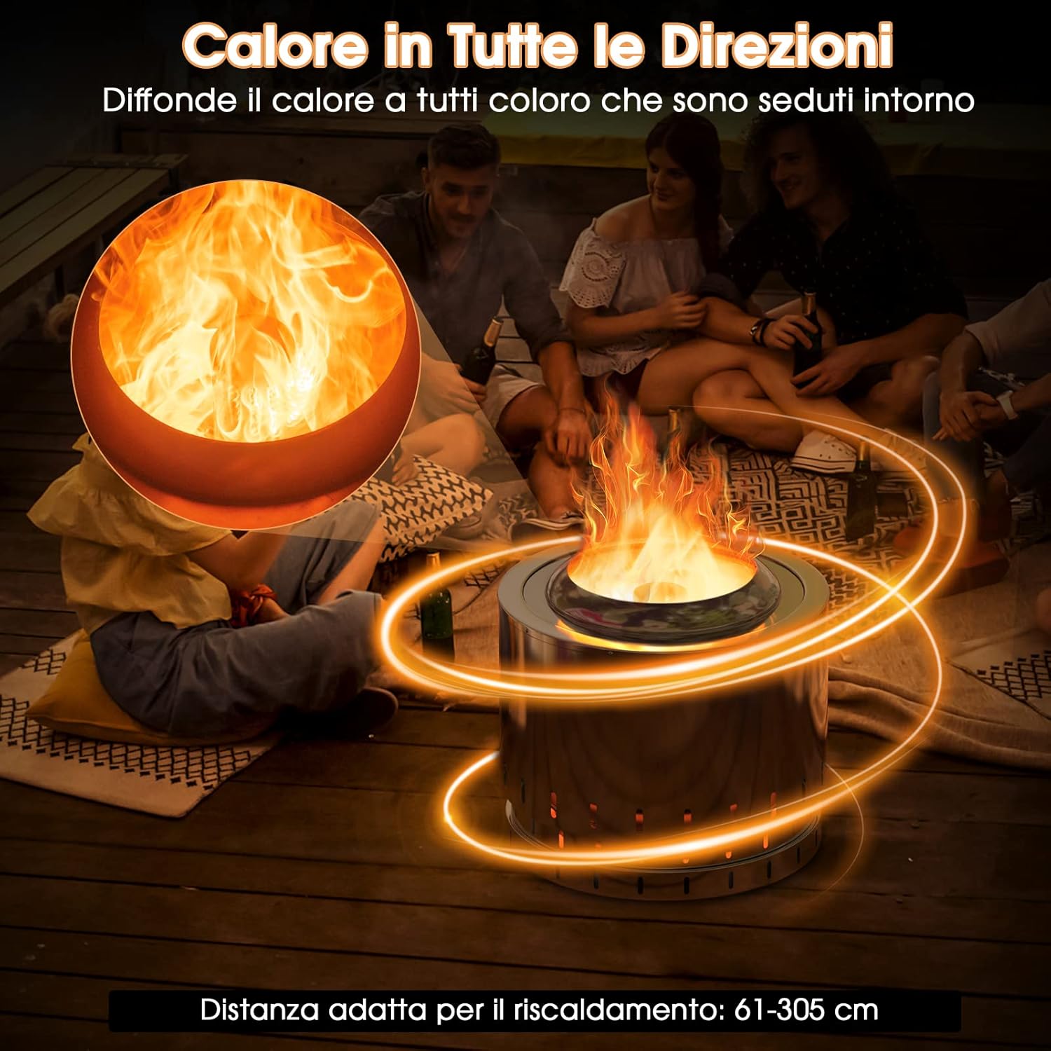 COOZOOM Pozzo Del Fuoco Portatile Senza Fumo Da 15 Pollici Con Supporto - Foto 6