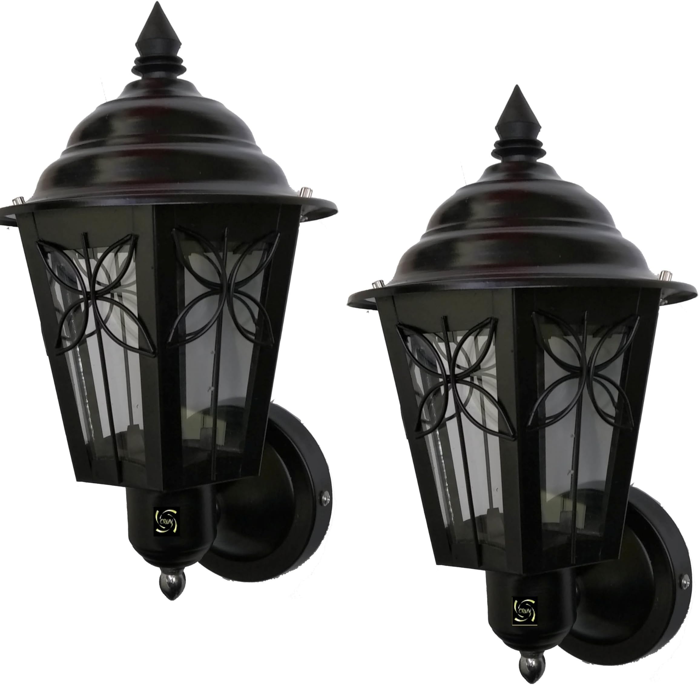 Lyse Decor Outdoor Gate Light Waterproof, Gate Light for Home Gate Entrance Wall, Gate Lamp for Pillars (Metal & Glass) (Pair of 2 Pieces) (Black..)